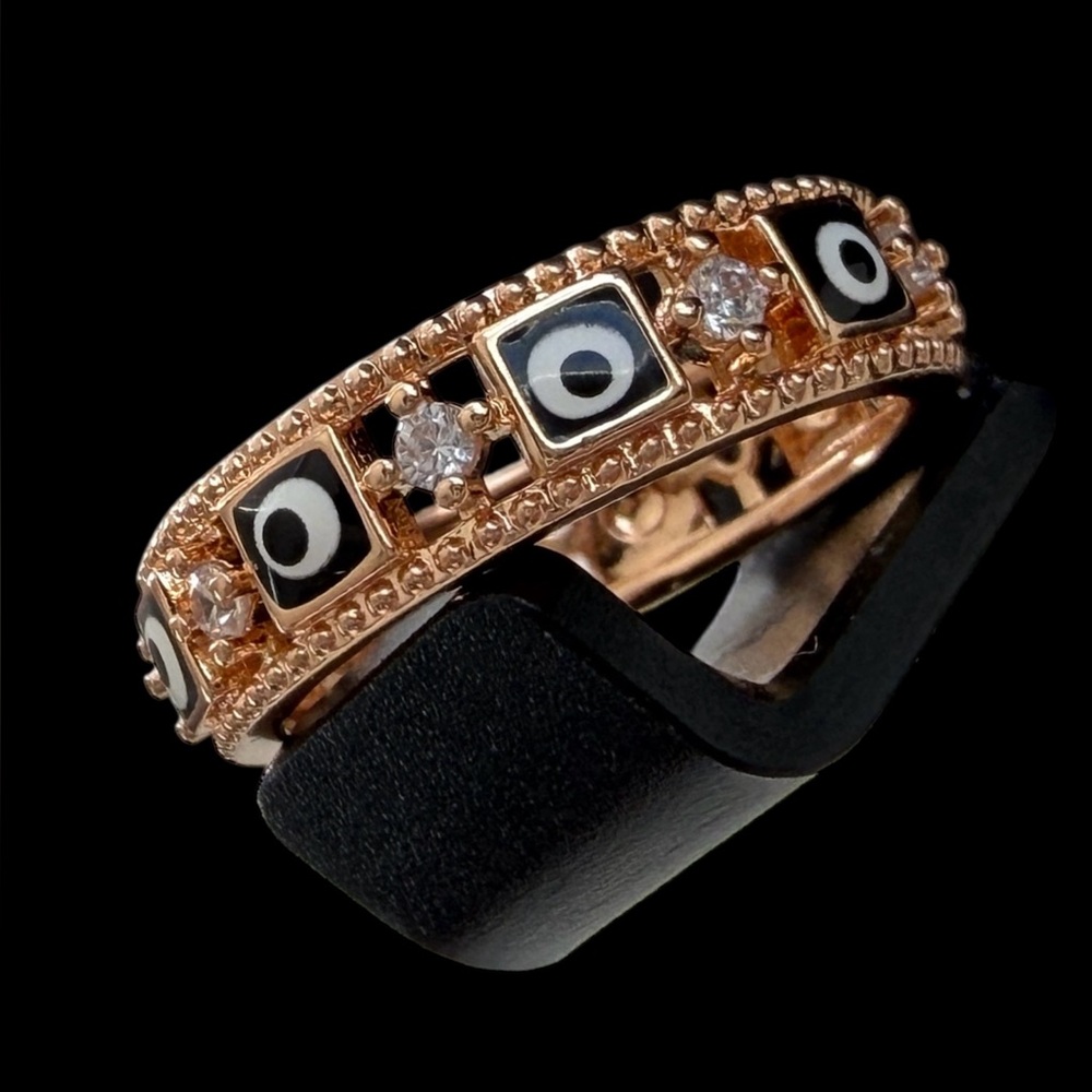 Pretty Bird Jewelry Rose Gold Evil Eye Band Ring Size 6